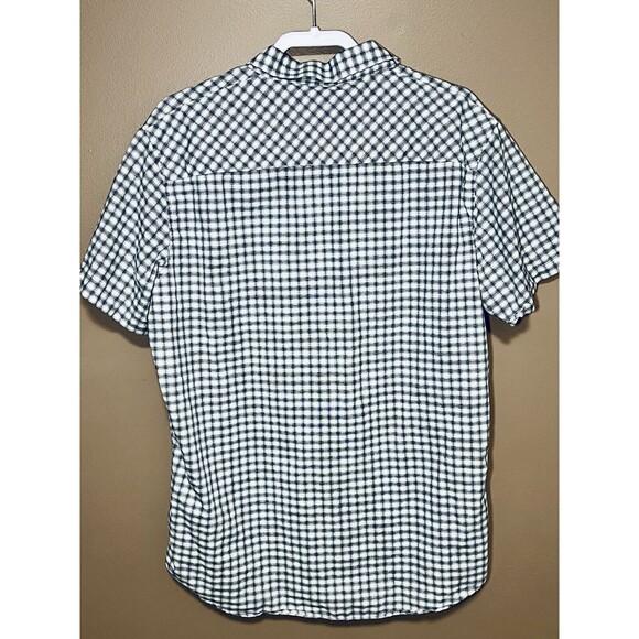 Travis Mathew Mens Size XL White Grey Black Plaid Button Down Short Sleeve Shirt - Picture 5 of 12